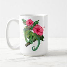 Jackson’s Chameleon with Hibiscus 