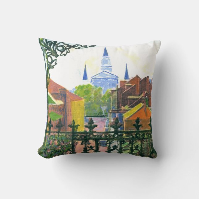 Jackson Square, French Quarter, Night Throw Pillow (Front)