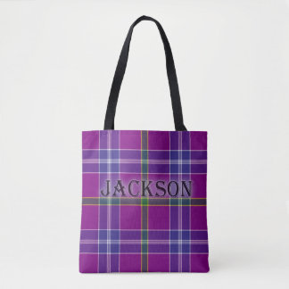 Jackson Tartan with the Last Name Tote Bag