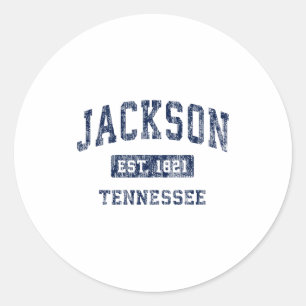 Jackson Tennessee Tn Vintage Established Sports De Classic Round Sticker