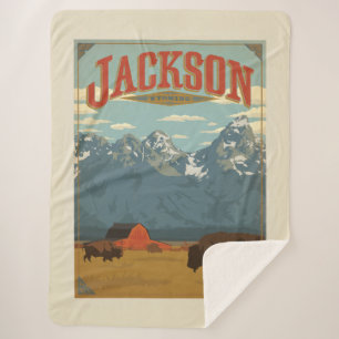Jackson   Wyoming Sherpa Blanket