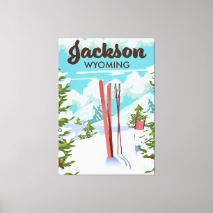 Jackson Wyoming ski poster Canvas Print