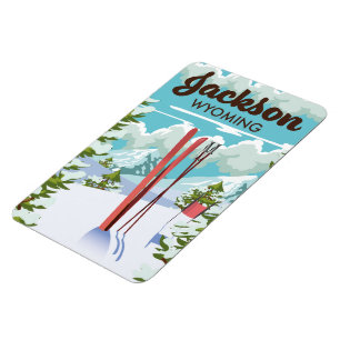 Jackson Wyoming ski poster Magnet