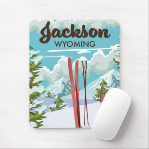 Jackson Wyoming ski poster Mouse Pad