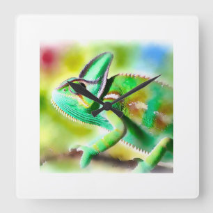 Jacksons chameleon 110924AREF103 - Watercolor Square Wall Clock