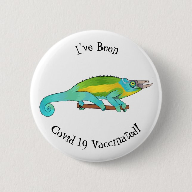 Jackson's chameleon cartoon illustration 2 inch round button (Front)