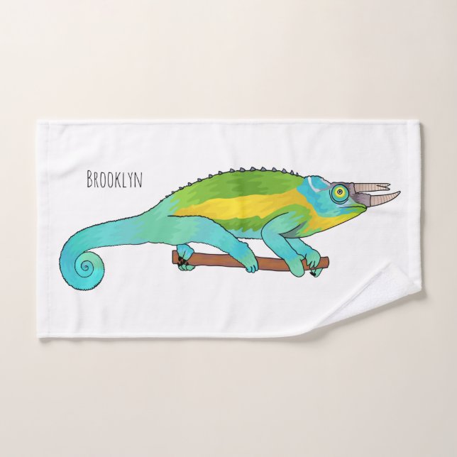 Jackson's chameleon cartoon illustration bath towel set (Hand Towel)