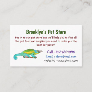 Jackson's chameleon cartoon illustration business card