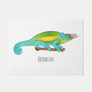 Jackson's chameleon cartoon illustration  doormat