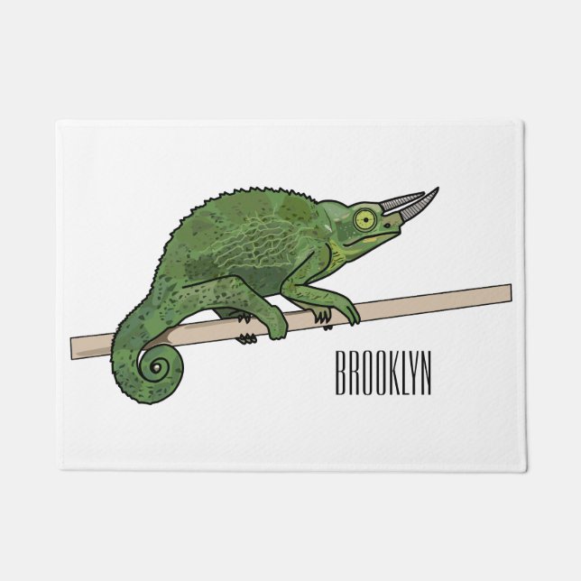 Jackson's chameleon cartoon illustration doormat (Front)