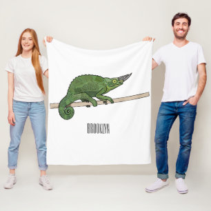Jackson's chameleon cartoon illustration fleece blanket