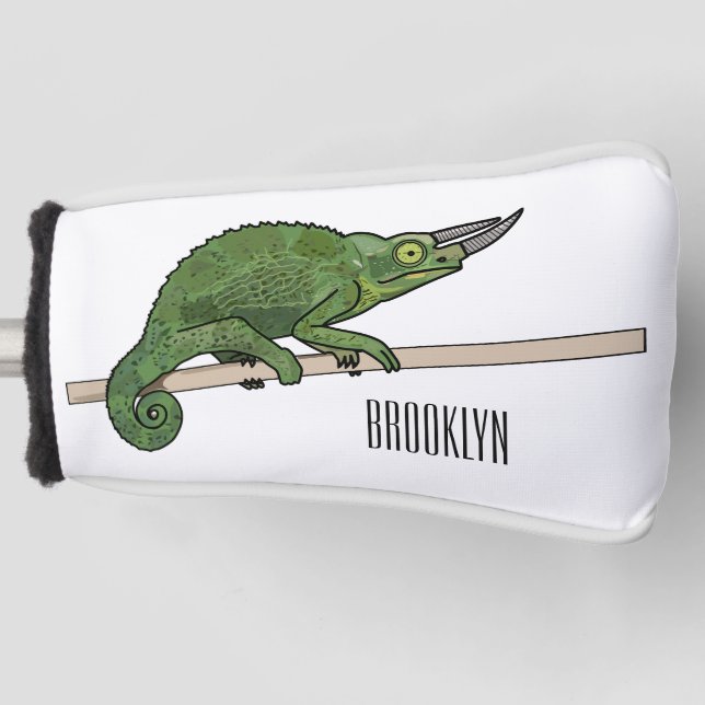 Jackson's chameleon cartoon illustration golf head cover (Front)