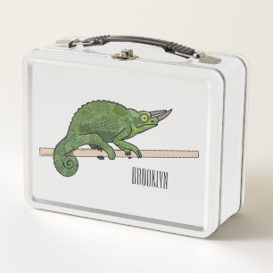 Jackson's chameleon cartoon illustration metal lunch box
