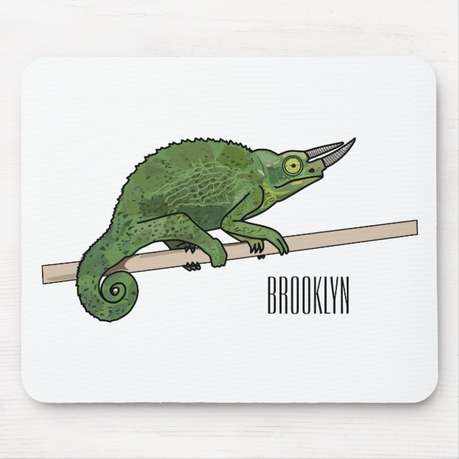 Jackson's chameleon cartoon illustration mouse pad (Front)