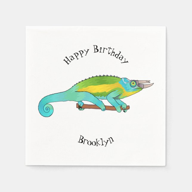 Jackson's chameleon cartoon illustration napkin (Front)