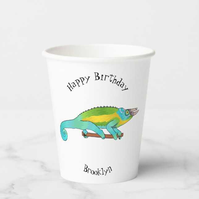Jackson's chameleon cartoon illustration paper cups (Front)