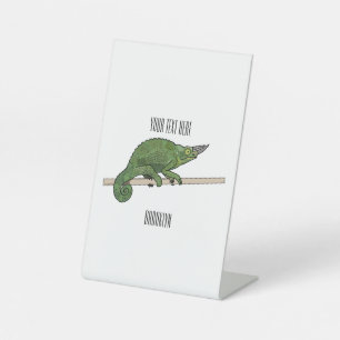 Jackson's chameleon cartoon illustration pedestal sign