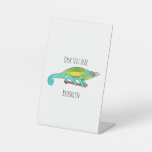 Jackson's chameleon cartoon illustration pedestal sign