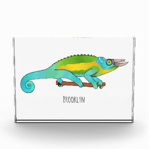 Jackson's chameleon cartoon illustration photo block