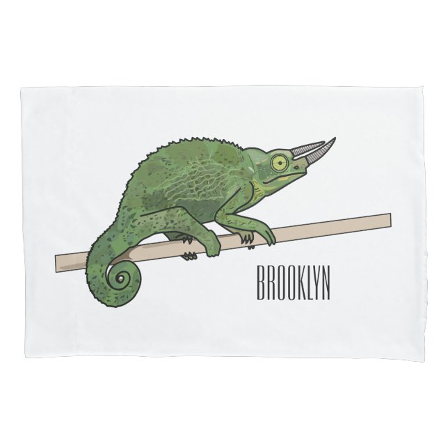 Jackson's chameleon cartoon illustration pillowcase (Front)