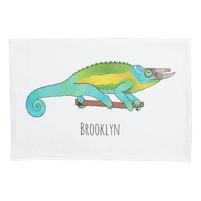 Jackson's chameleon cartoon illustration  pillowcase (Front)