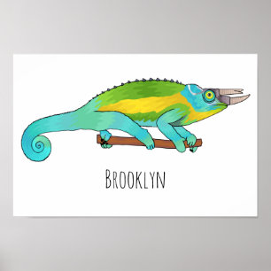 Jackson's chameleon cartoon illustration poster