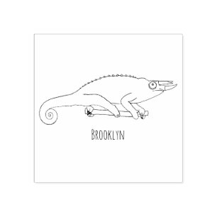 Jackson's chameleon cartoon illustration rubber stamp