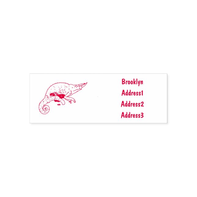 Jackson's chameleon cartoon illustration self-inking stamp (Design)