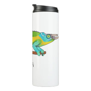 Jackson's chameleon cartoon illustration thermal tumbler