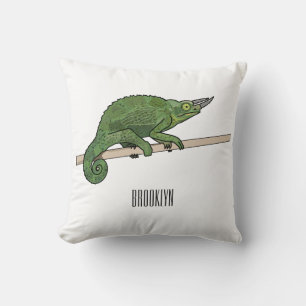Jackson's chameleon cartoon illustration throw pillow