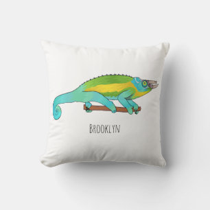 Jackson's chameleon cartoon illustration throw pillow