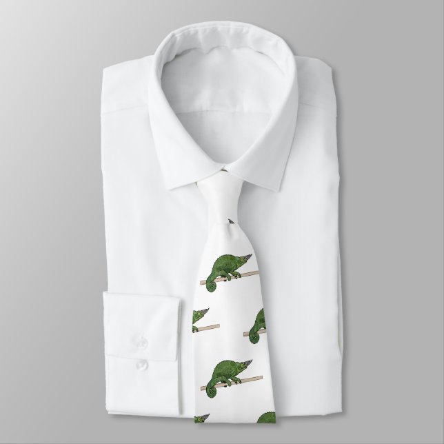 Jackson's chameleon cartoon illustration tie (Tied)