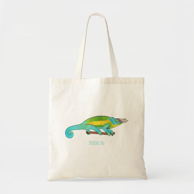 Jackson's chameleon cartoon illustration tote bag (Front)