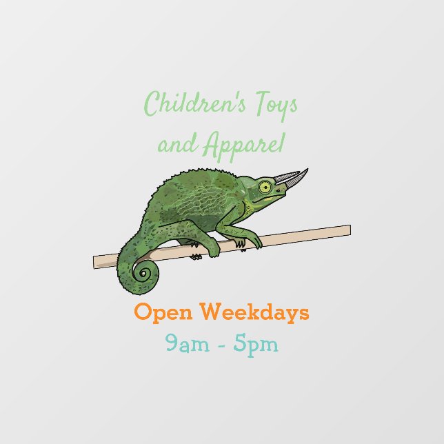 Jackson's chameleon cartoon illustration window cling (Sheet)