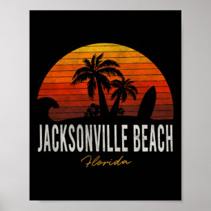Jacksonville Beach Florida Fl Palms Vacation Surf Poster