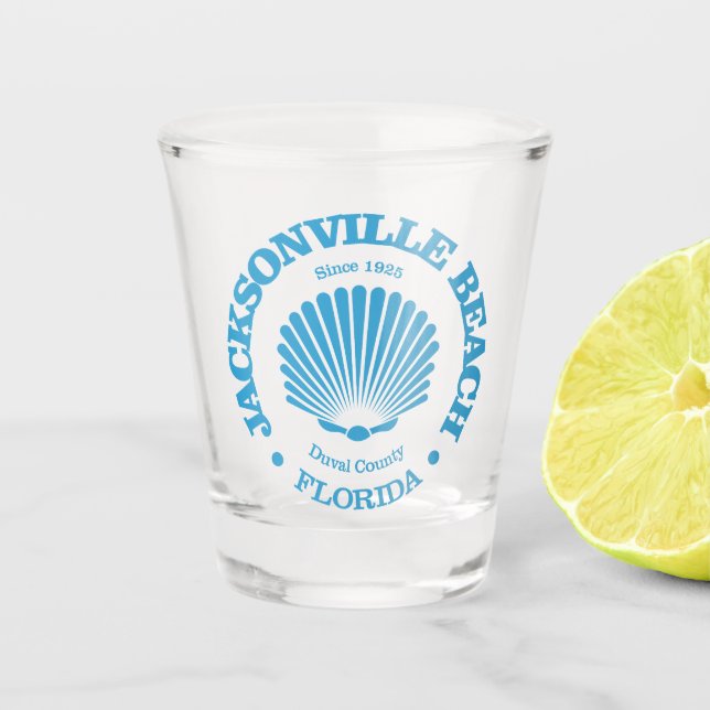 Jacksonville Beach (seashell) Shot Glass (Front)