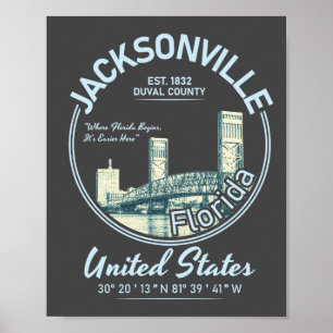 JACKSONVILLE CITY - FLORIDA VINTAGE POSTER