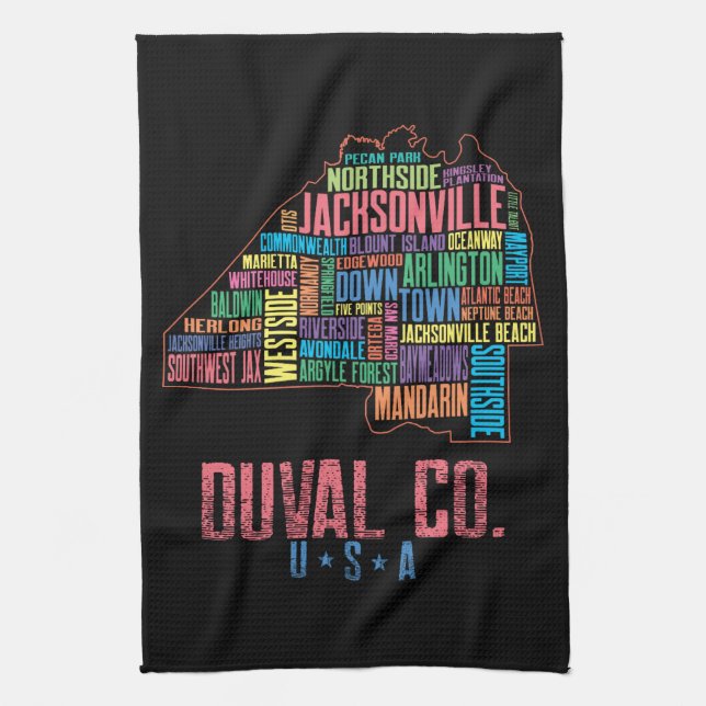 Jacksonville Duval County Florida USA Map Kitchen Towel (Vertical)