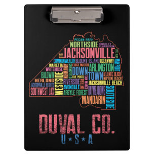 Jacksonville Duval County Florida Word Art Beaches Clipboard