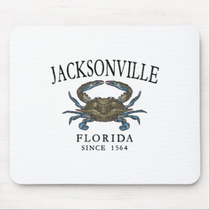 Jacksonville Fl Blue Crab Since 1564 Arched Black Mouse Pad