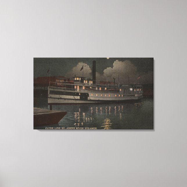 Jacksonville, FL - Night View St. Johns River Canvas Print (Front)