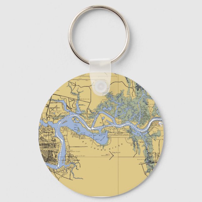 Jacksonville FL St Johns Nautical Chart Keychain (Front)