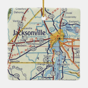 Jacksonville FL Vintage Map Ceramic Ornament