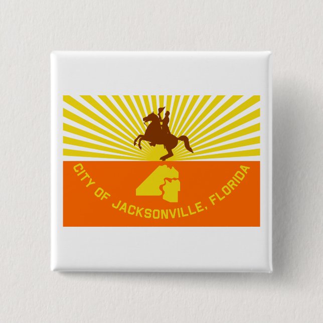 Jacksonville Flag 2 Inch Square Button (Front)