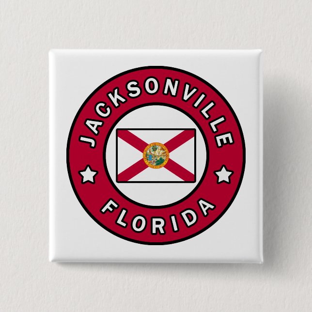 Jacksonville Florida 2 Inch Square Button (Front)