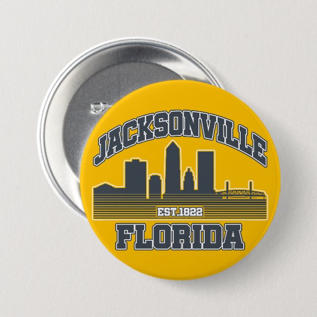 Jacksonville,Florida 3 Inch Round Button (Front & Back)