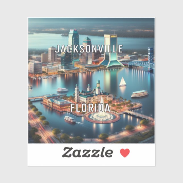 Jacksonville Florida 3 Inch Vinyl Sticker (Sheet)