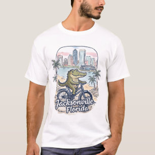 Jacksonville Florida Bicycling Cute Crocodile T-Shirt