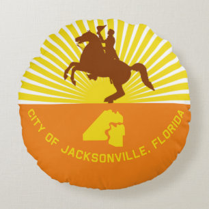 Jacksonville (Florida) City flag Round Pillow