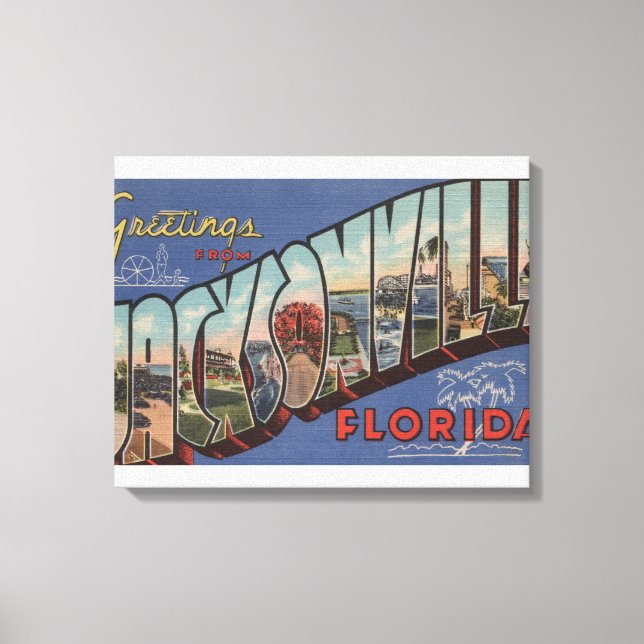 Jacksonville, Florida - Large Letter Scenes Canvas Print (Front)
